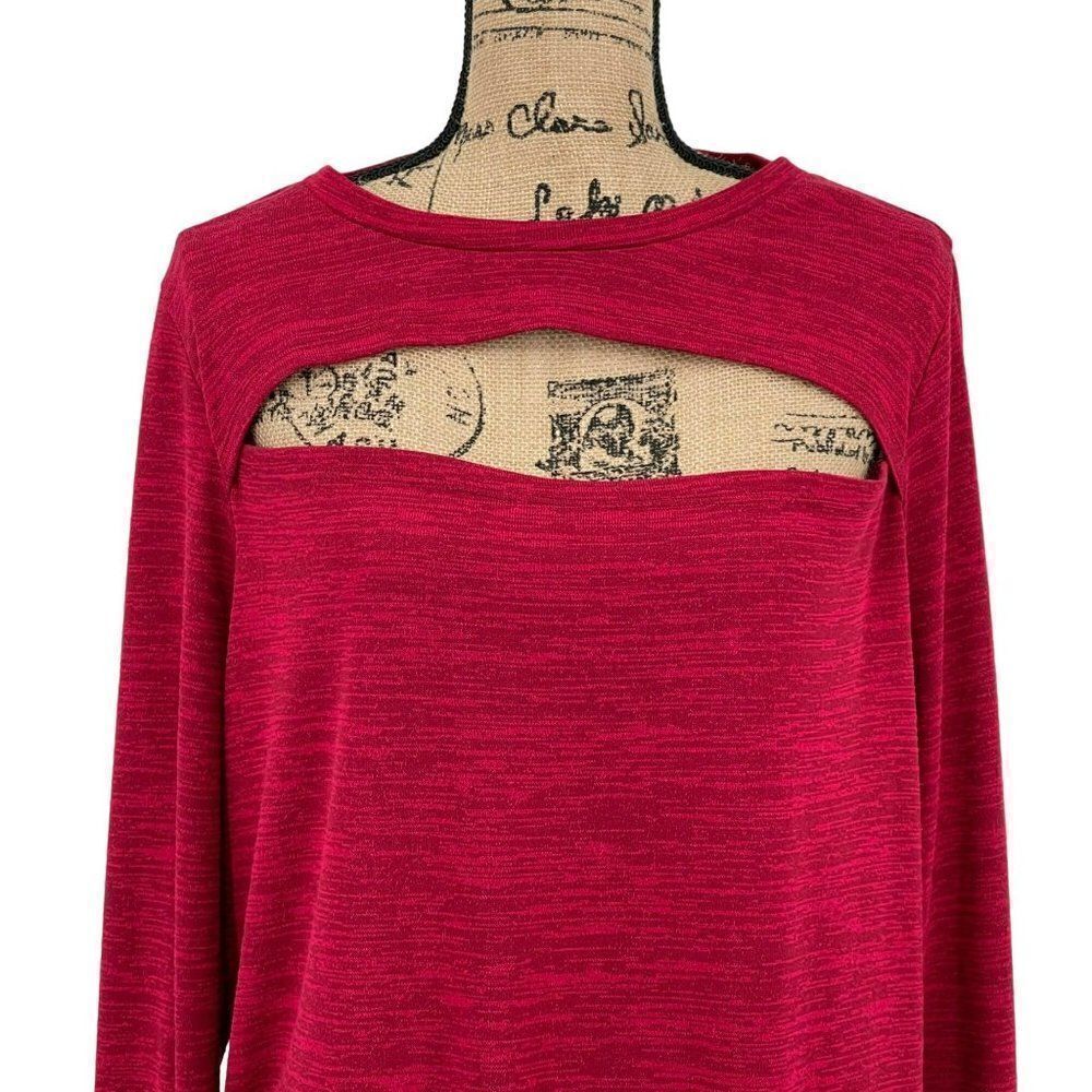 Juicy Couture Long Sleeve Front Cut Out Performance Athletic Top Sporty Women 1X - Picture 2 of 8